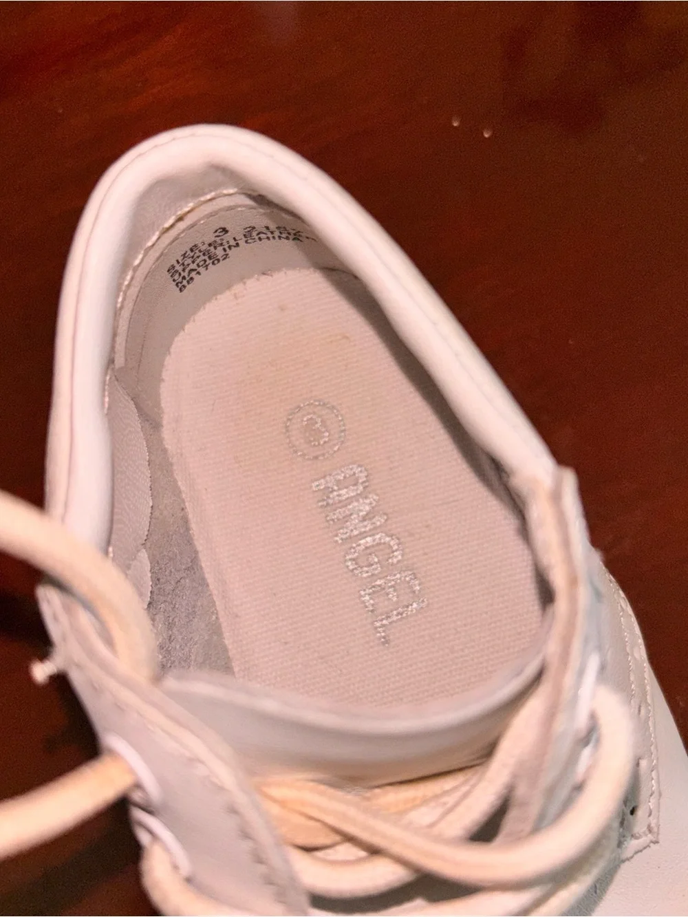 Angel toddler boy, size 3 white lace, walking shoes, soft crib